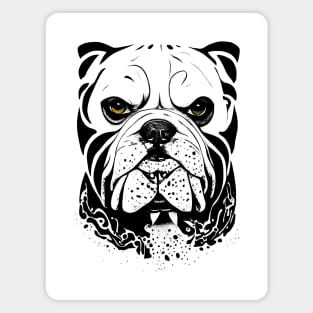 English Bulldog Pet Animal Nature Illustration Art Tattoo Magnet